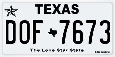 TX license plate DOF7673