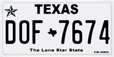 TX license plate DOF7674