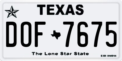 TX license plate DOF7675