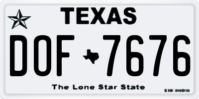 TX license plate DOF7676