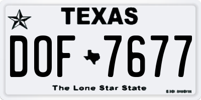 TX license plate DOF7677