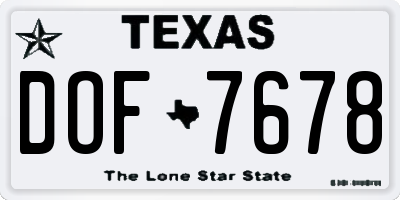 TX license plate DOF7678