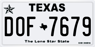 TX license plate DOF7679