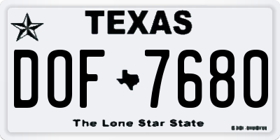TX license plate DOF7680