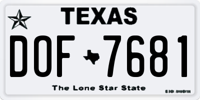 TX license plate DOF7681