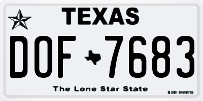 TX license plate DOF7683