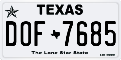 TX license plate DOF7685