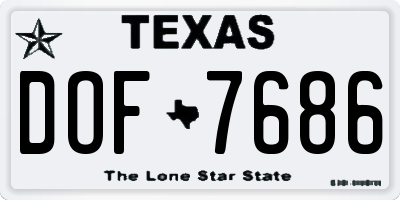 TX license plate DOF7686