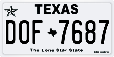 TX license plate DOF7687