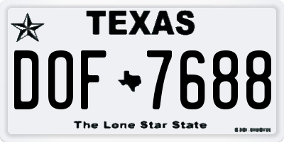 TX license plate DOF7688