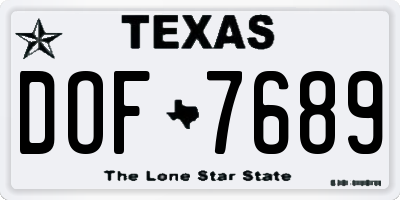 TX license plate DOF7689