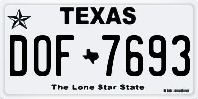 TX license plate DOF7693