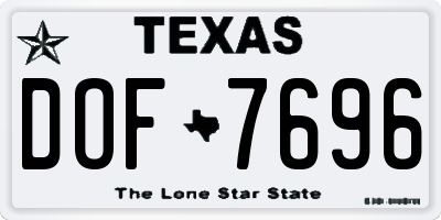 TX license plate DOF7696