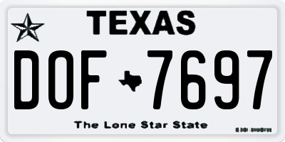 TX license plate DOF7697