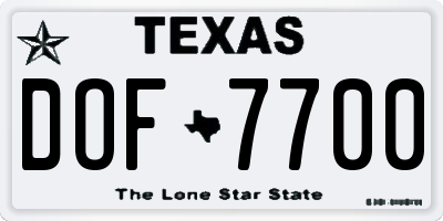 TX license plate DOF7700