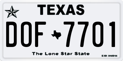 TX license plate DOF7701