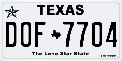 TX license plate DOF7704