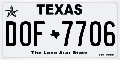 TX license plate DOF7706