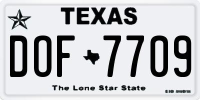 TX license plate DOF7709