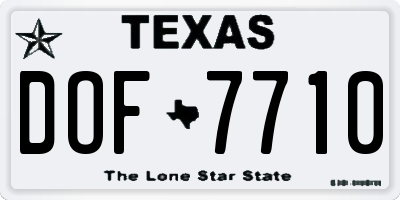 TX license plate DOF7710