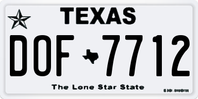 TX license plate DOF7712
