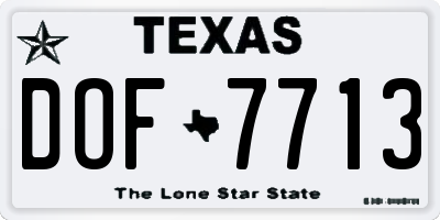 TX license plate DOF7713