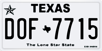 TX license plate DOF7715