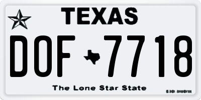 TX license plate DOF7718