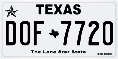 TX license plate DOF7720