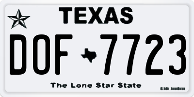TX license plate DOF7723