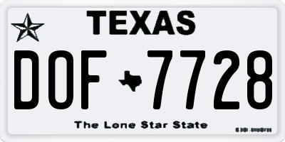 TX license plate DOF7728