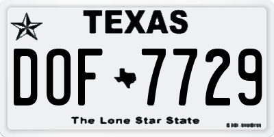 TX license plate DOF7729