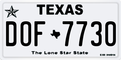 TX license plate DOF7730