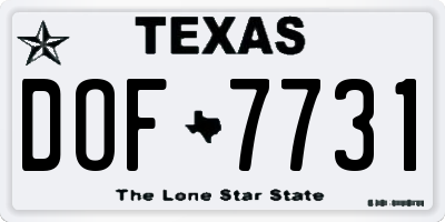 TX license plate DOF7731