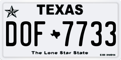 TX license plate DOF7733