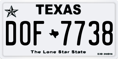 TX license plate DOF7738