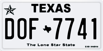 TX license plate DOF7741