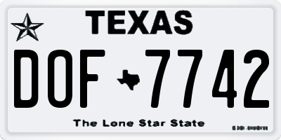 TX license plate DOF7742