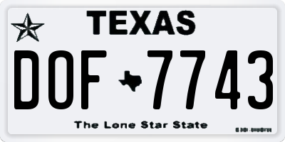 TX license plate DOF7743