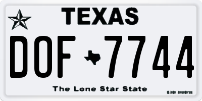 TX license plate DOF7744