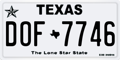 TX license plate DOF7746