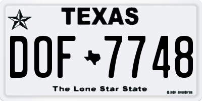 TX license plate DOF7748