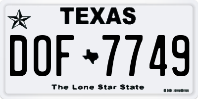 TX license plate DOF7749