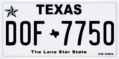 TX license plate DOF7750