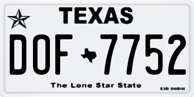 TX license plate DOF7752