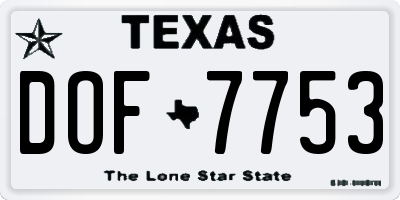 TX license plate DOF7753