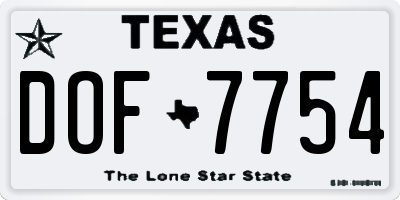 TX license plate DOF7754