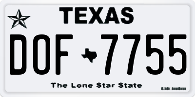 TX license plate DOF7755