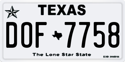 TX license plate DOF7758