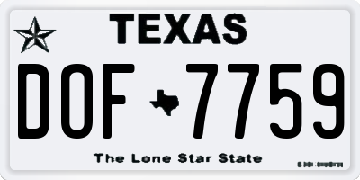 TX license plate DOF7759